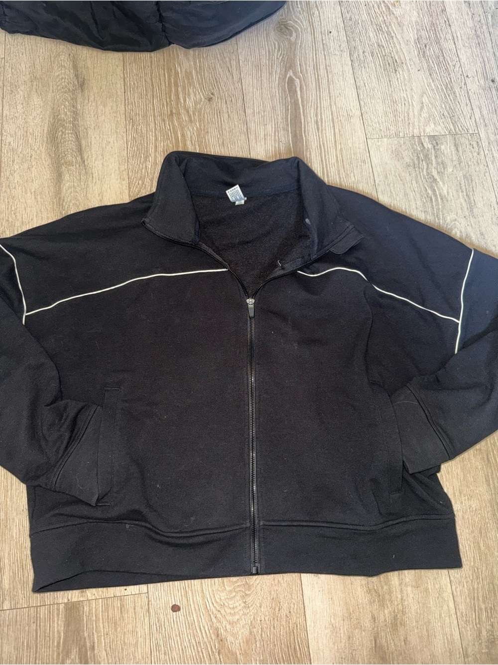 Yogalicious Black Full-Zip Hoodie with White Piping